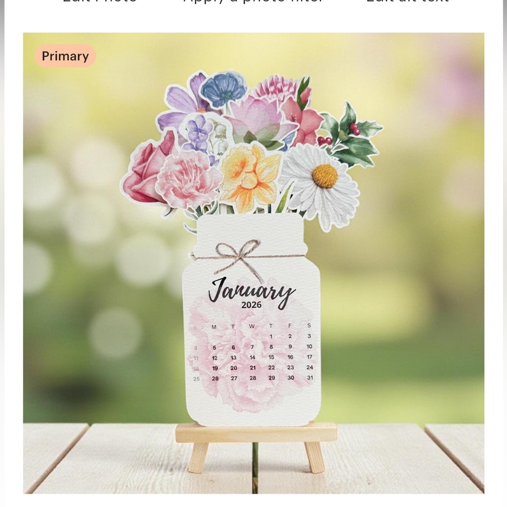 Floral Mason Jar Calendar - January 2026